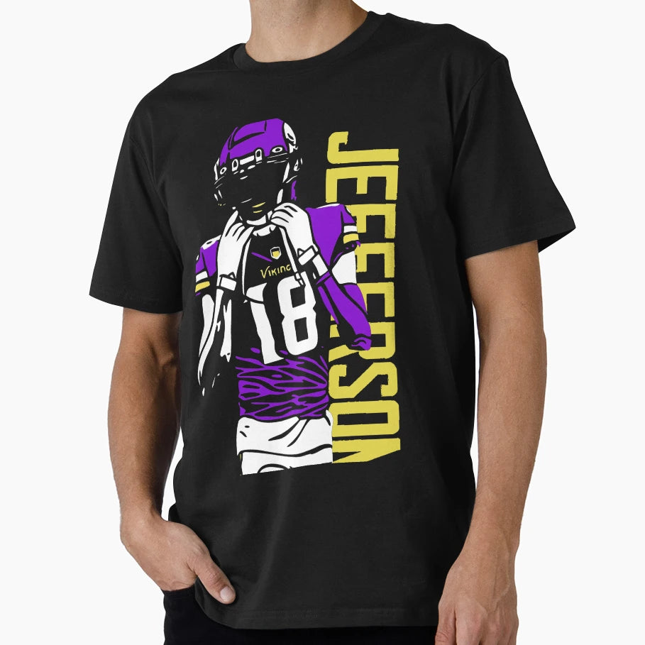 JJ 18 Vikings Stencil Football T-Shirt - Casual Everyday Wear Unisex - T-Shirt, Sweatshirt, Hoodie