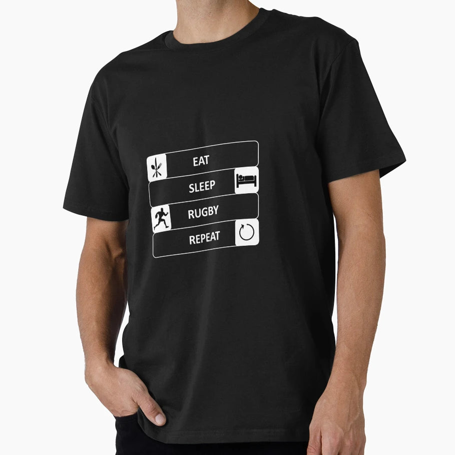 Eat Sleep Rugby Repeat T-Shirt - Fun Novelty Design Men Women - T-Shirt, Sweatshirt, Hoodie