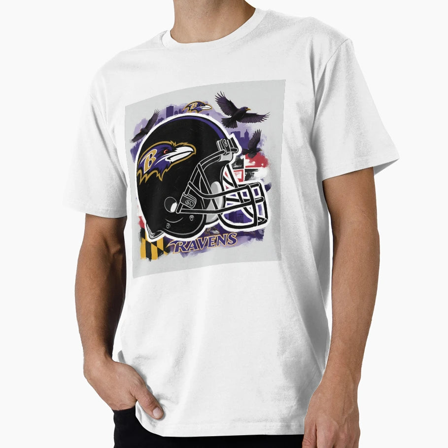 Baltimore Ravens American Football Collage T-Shirt - Unique Graphic Unisex - T-Shirt, Sweatshirt, Hoodie