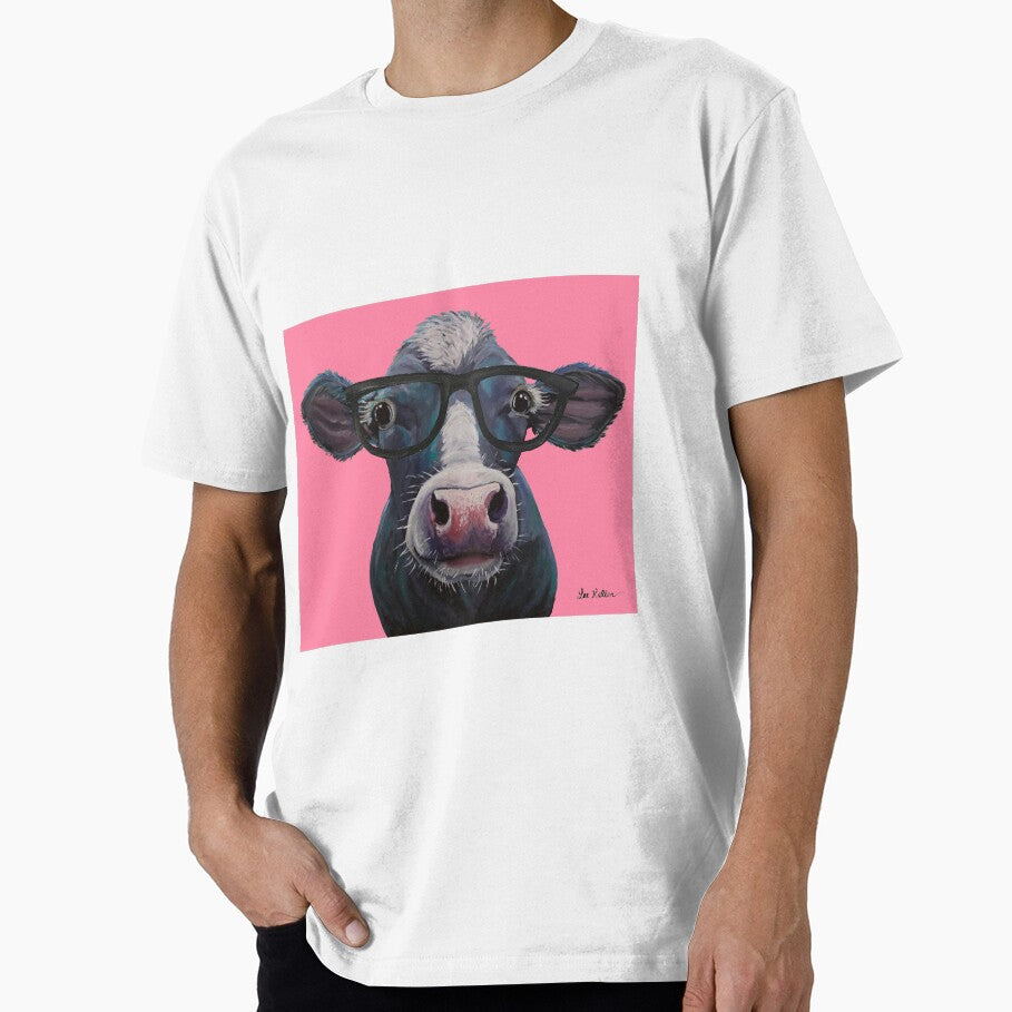Cow Art, Clara Belle with Glasses by leekellerart - Adult & Kids T-Shirts, Sweatshirts & Hoodies apparel design preview 1