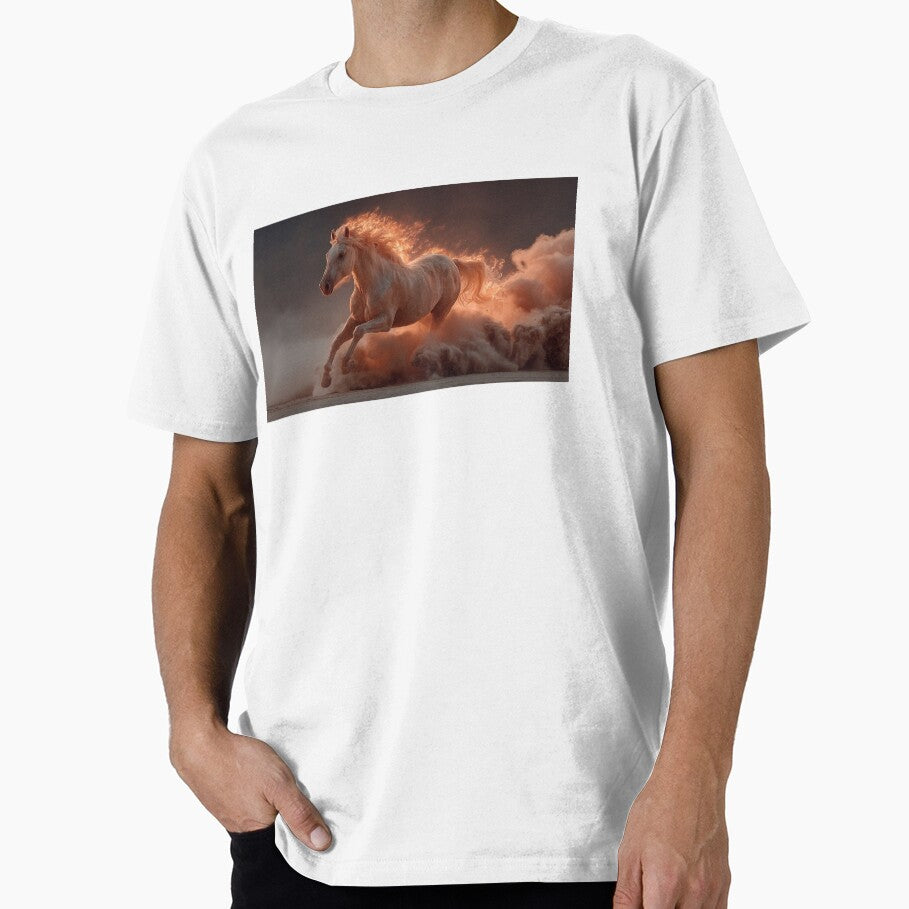 Fire Spirit Horse Running Through Desert Dust at - Adult & Kids T-Shirts, Sweatshirts & Hoodies apparel design preview 1