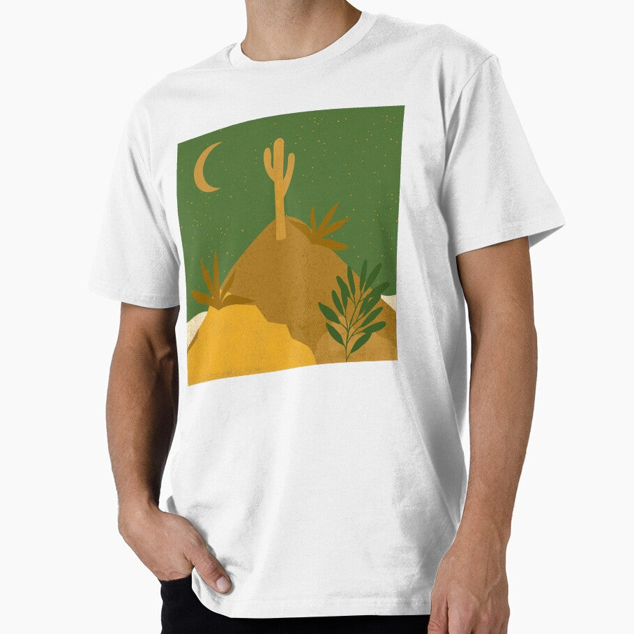 Desert chic hills cactus and moon green cream gold, - Adult & Kids T-Shirts, Sweatshirts & Hoodies apparel design preview 1