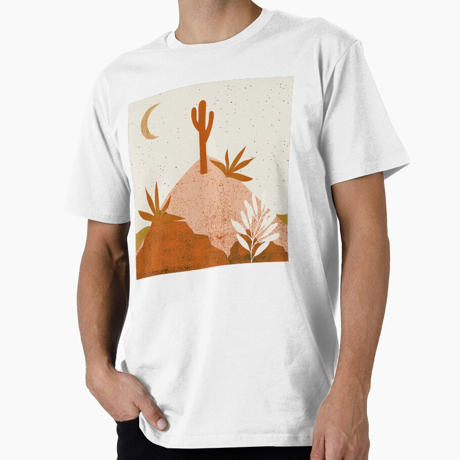 Desert chic hills cactus and moon Orange pink cream - Adult & Kids T-Shirts, Sweatshirts & Hoodies apparel design preview 1