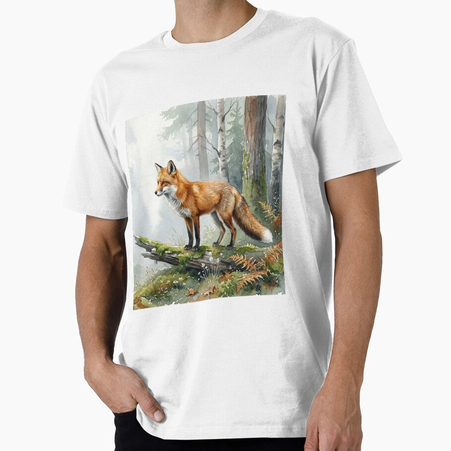 Red fox in the mystical Nordic misty forest by - Adult & Kids T-Shirts, Sweatshirts & Hoodies apparel design preview 1