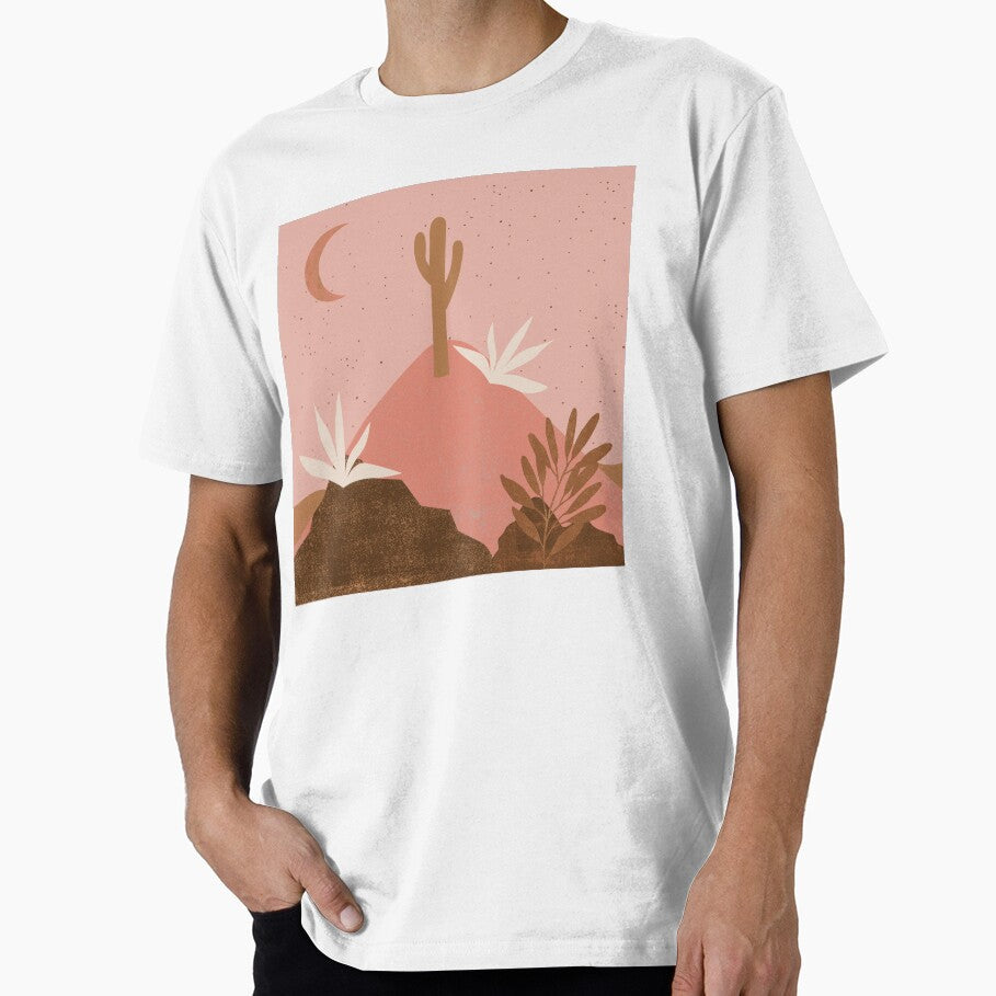 Desert chic hills cactus and moon Pink gold, by - Adult & Kids T-Shirts, Sweatshirts & Hoodies apparel design preview 1
