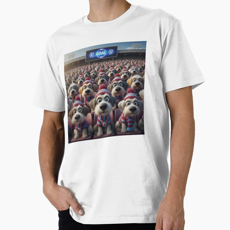 Cute Cartoon Dogs as Soccer Fans in Stadium Crowd by - Adult & Kids T-Shirts, Sweatshirts & Hoodies apparel design preview 1