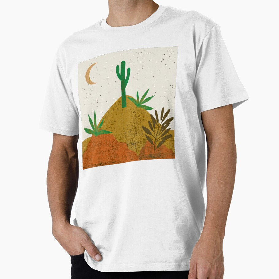 Desert chic hills cactus and moon green orange cream - Adult & Kids T-Shirts, Sweatshirts & Hoodies apparel design preview 1
