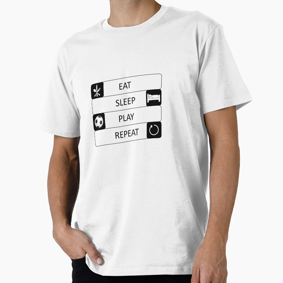 Eat Sleep Play Repeat Football T-Shirt - Casual Everyday Wear for Adults - T-Shirt, Sweatshirt, Hoodie