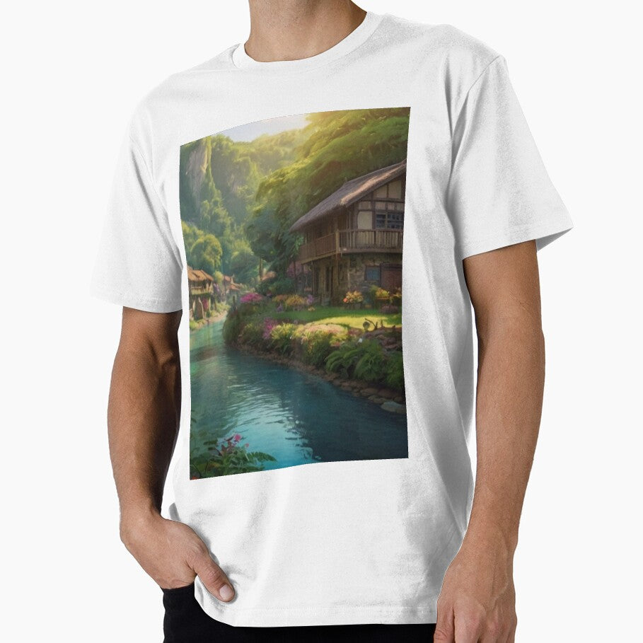 A Village of Tranquility and Nature's Beauty by - Adult & Kids T-Shirts, Sweatshirts & Hoodies apparel design preview 1