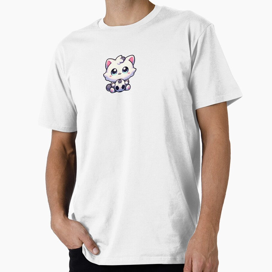 Cute Kawaii Kitten Soccer Player by Milandrial - Adult & Kids T-Shirts, Sweatshirts & Hoodies apparel design preview 1