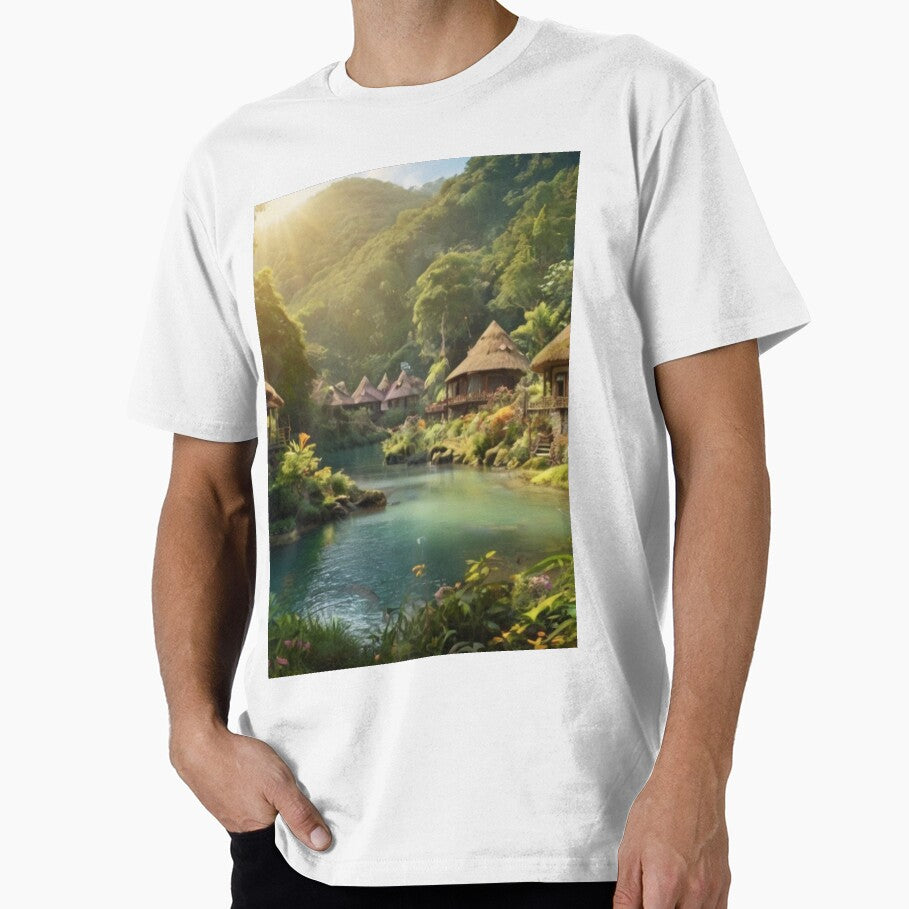 Magical Village by the Forest River BlareBlare - Adult & Kids T-Shirts, Sweatshirts & Hoodies apparel design preview 1