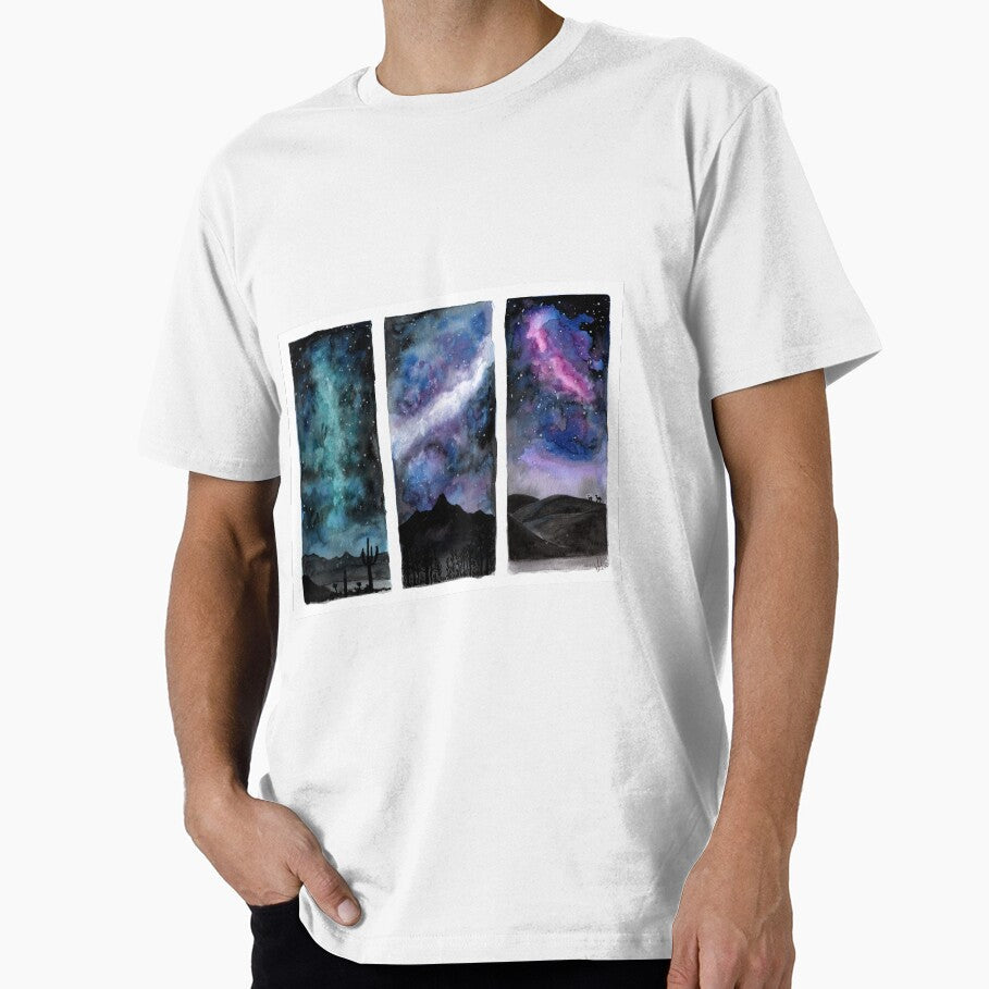 Night sky over the desert watercolor by NvH-Art - Adult & Kids T-Shirts, Sweatshirts & Hoodies apparel design preview 1
