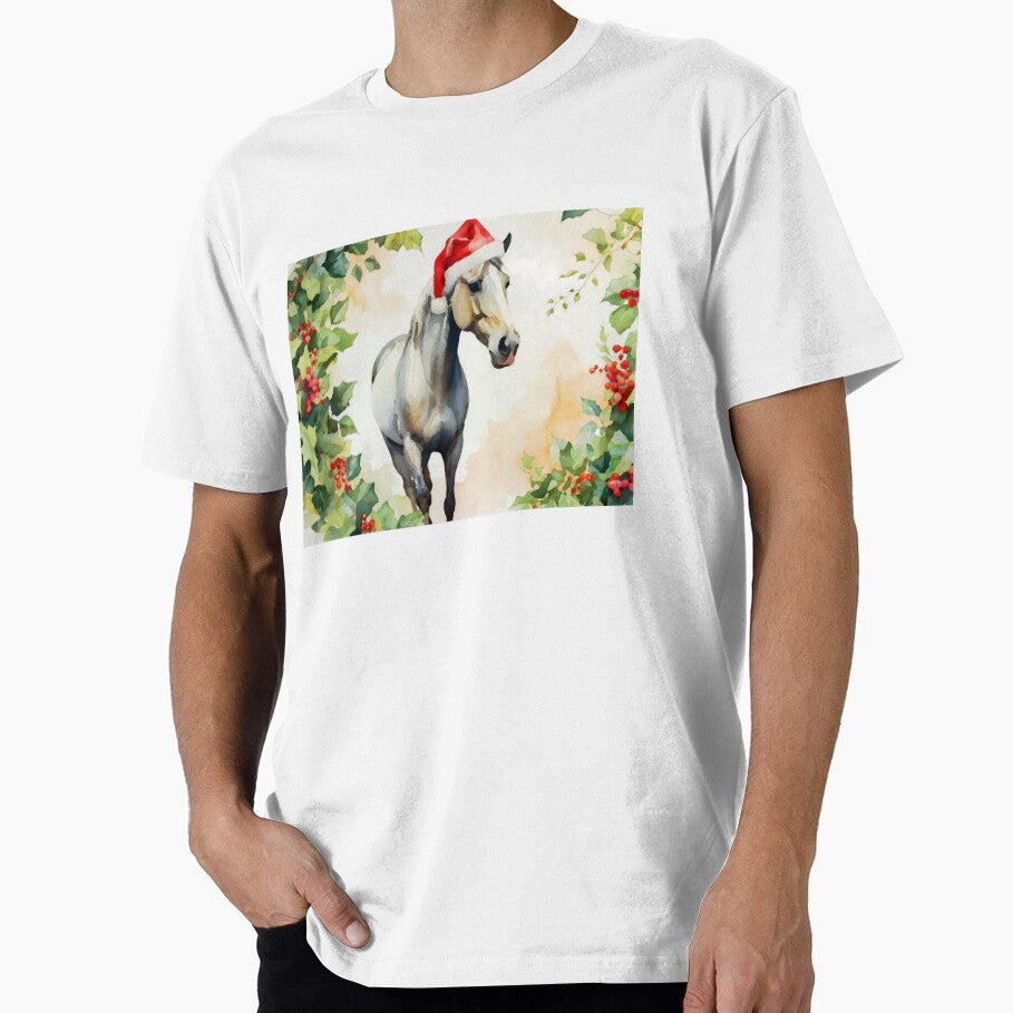 Christmas Holly Horse Watercolour by NikkiBear67 - Adult & Kids T-Shirts, Sweatshirts & Hoodies apparel design preview 1