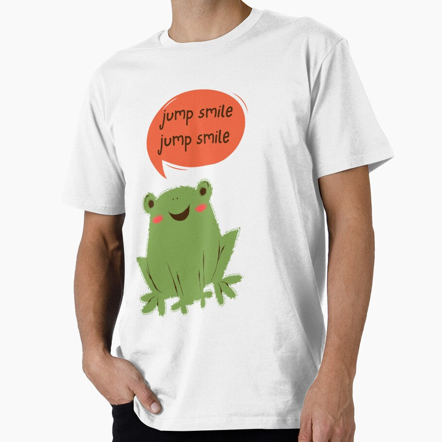 Smiling green frog jumping from side to funny by - Adult & Kids T-Shirts, Sweatshirts & Hoodies apparel design preview 1