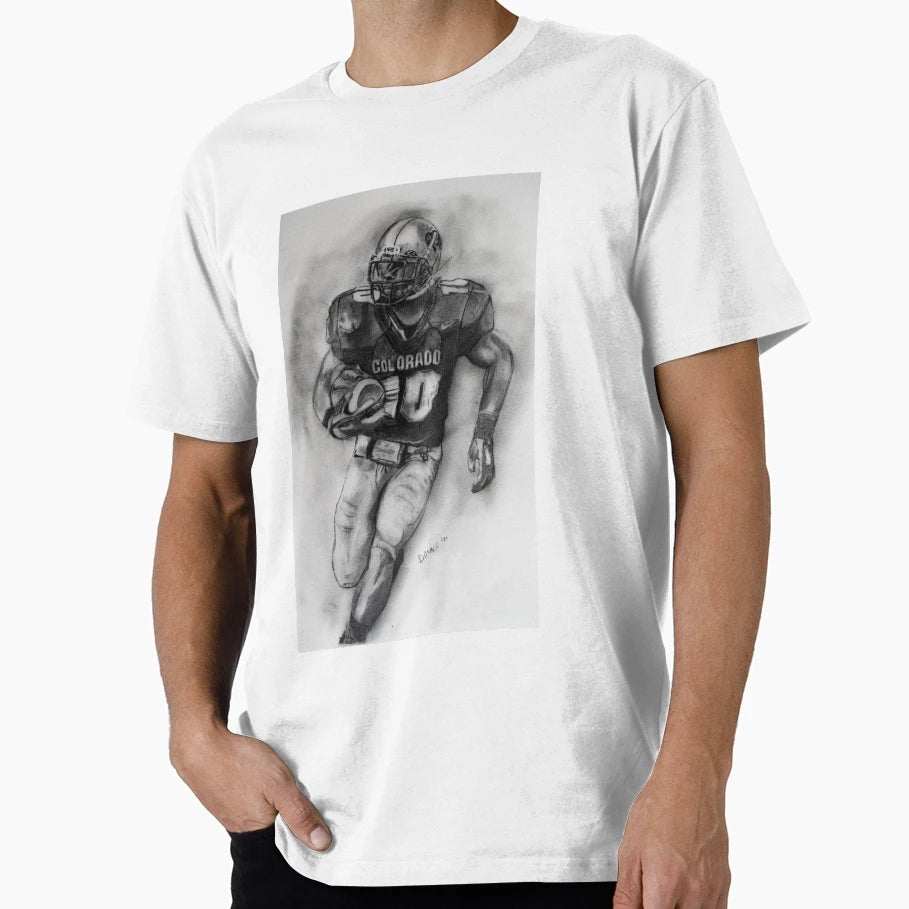 Football Player Sketch Pencil T-Shirt - Minimalist Print for Adults - T-Shirt, Sweatshirt, Hoodie