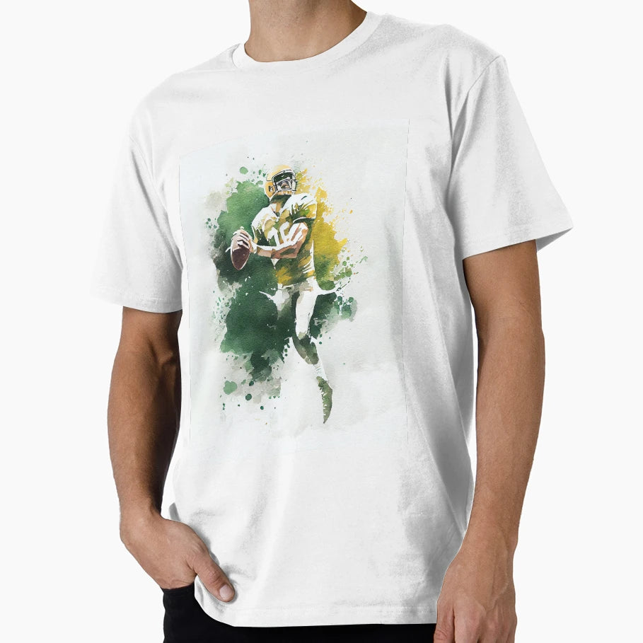 Quarterback Watercolour Art Football T-Shirt - Minimalist Print Men Women - T-Shirt, Sweatshirt, Hoodie