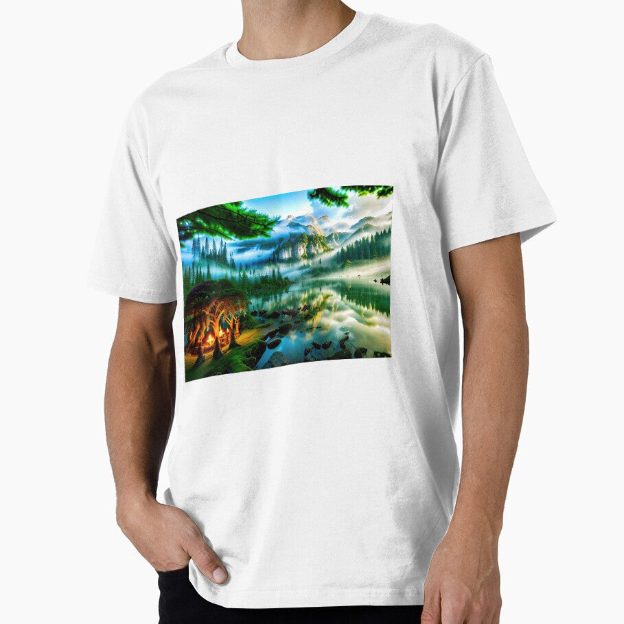 A beautiful Fairycore Elf forest with mountains by - Adult & Kids T-Shirts, Sweatshirts & Hoodies apparel design preview 1