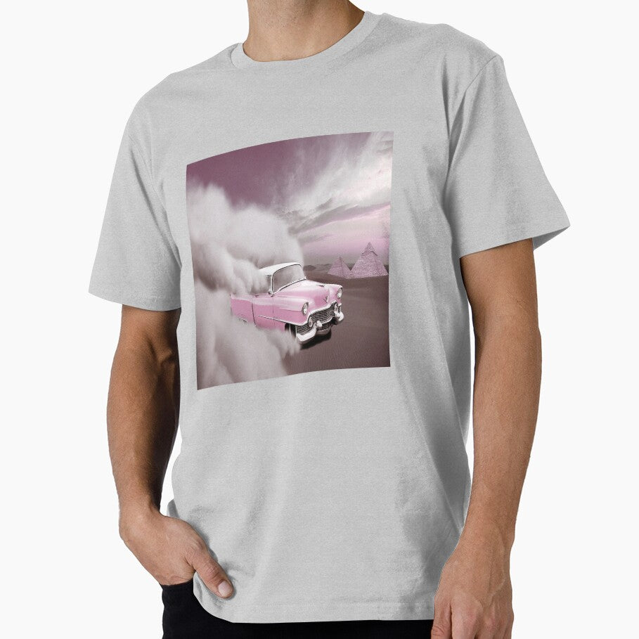 Pink dune and vintage car by Cattigal - Adult & Kids T-Shirts, Sweatshirts & Hoodies apparel design preview 1