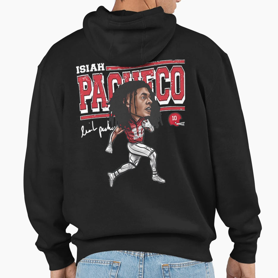 Isiah Pacheco Kansas City Cartoon Hoodie - Trendy Graphic Men Women - T-Shirt, Sweatshirt, Hoodie