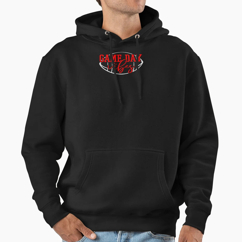 Football Game Day Vibes Hoodie - Graphic Print for Adults - T-Shirt, Sweatshirt, Hoodie
