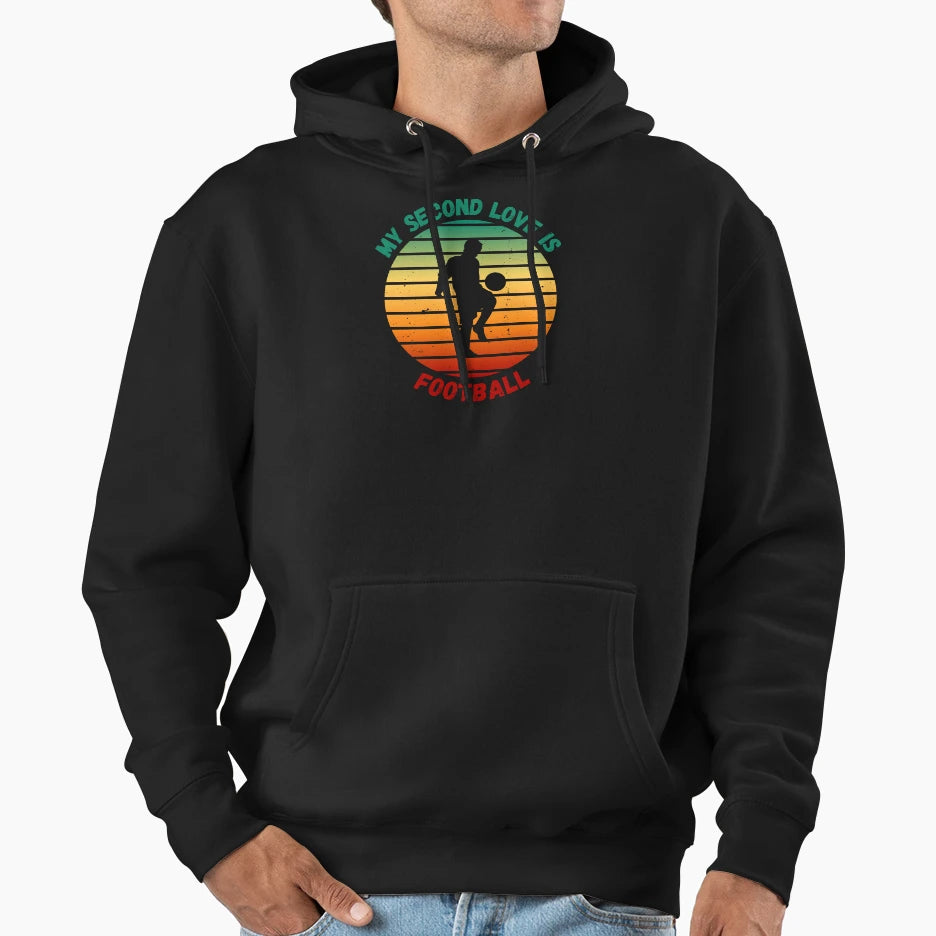 My Second Love Is Football Gifts Soccer Hoodie - Minimalist Print Unisex - T-Shirt, Sweatshirt, Hoodie