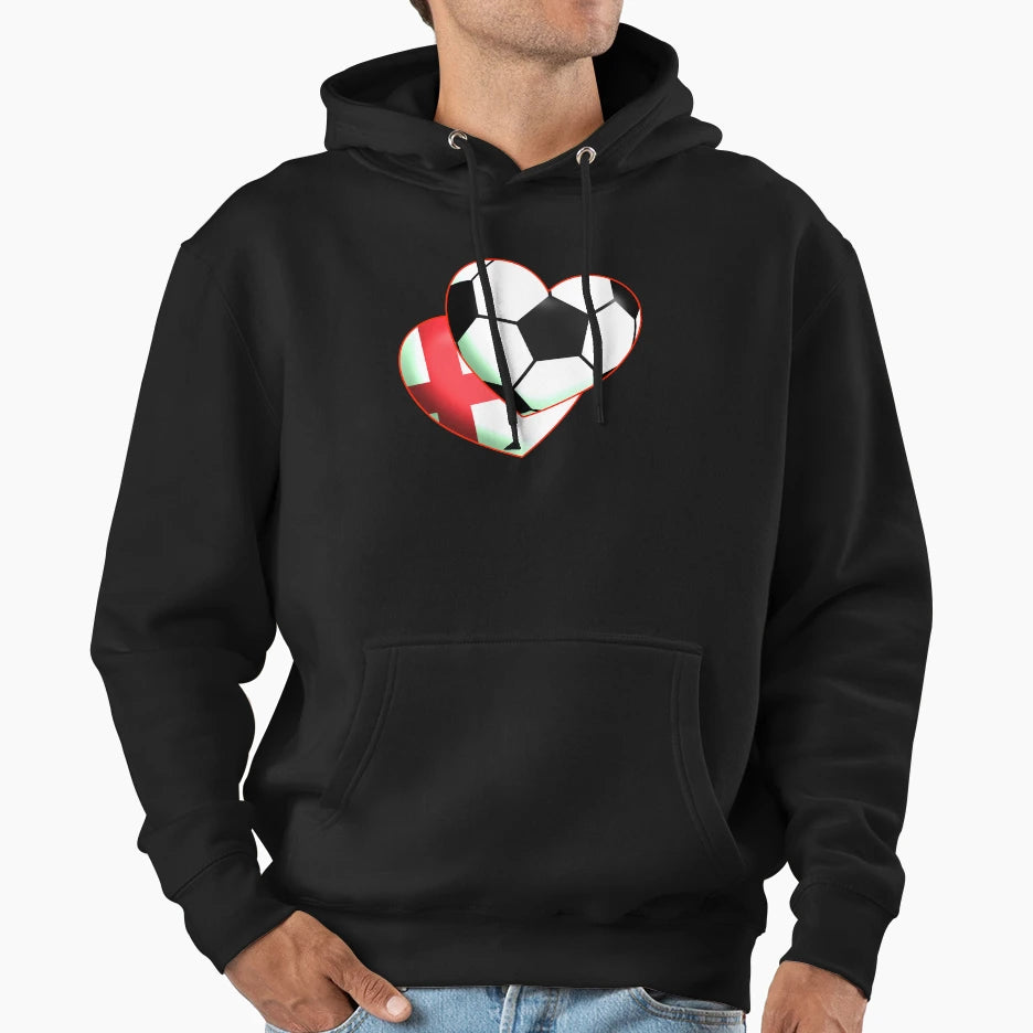 Football Heart England Hoodie - Streetwear Style for Adults - T-Shirt, Sweatshirt, Hoodie