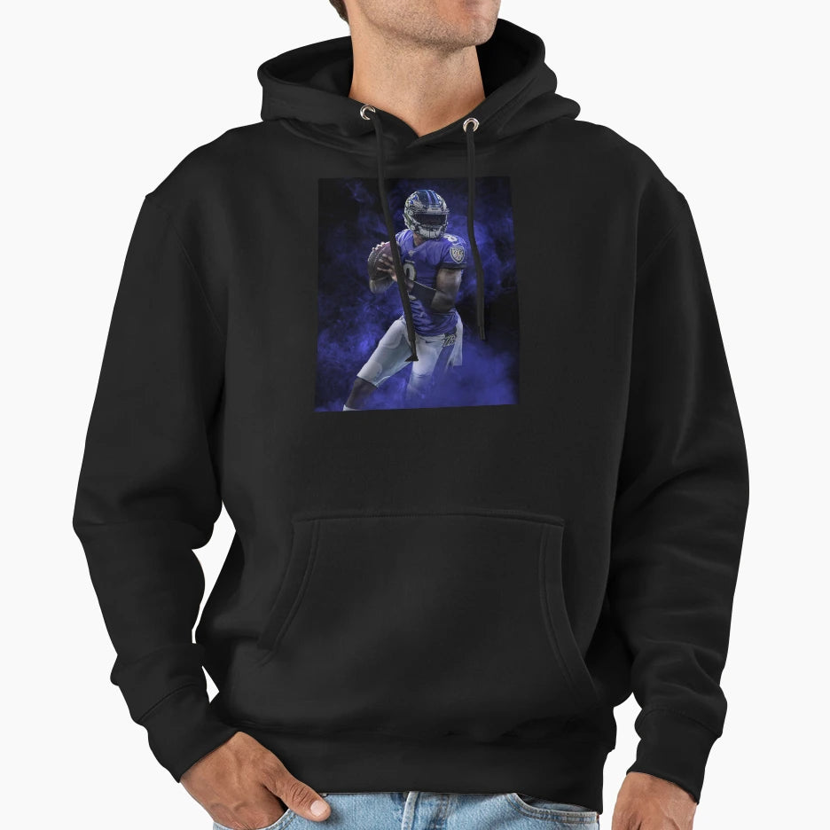 Lamar Baltimore Sports Art Hoodie - Graphic Print Unisex - T-Shirt, Sweatshirt, Hoodie