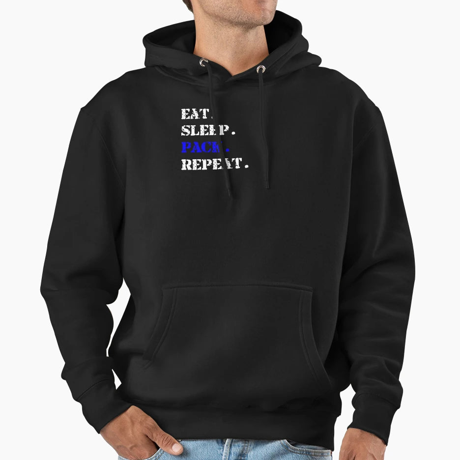 Eat Sleep Pack Repeat T-Shirt - Graphic Print for Adults - T-Shirt, Sweatshirt, Hoodie