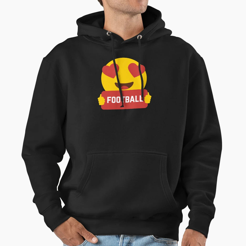 I Love Football Heart Eye Emoji T-Shirt - Trendy Graphic for Adults - T-Shirt, Sweatshirt, Hoodie