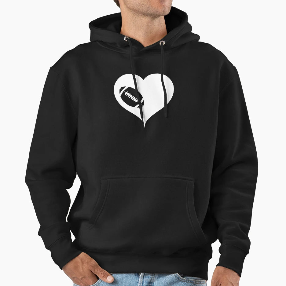 American Football Heart Hoodie - Unique Graphic Men Women - T-Shirt, Sweatshirt, Hoodie