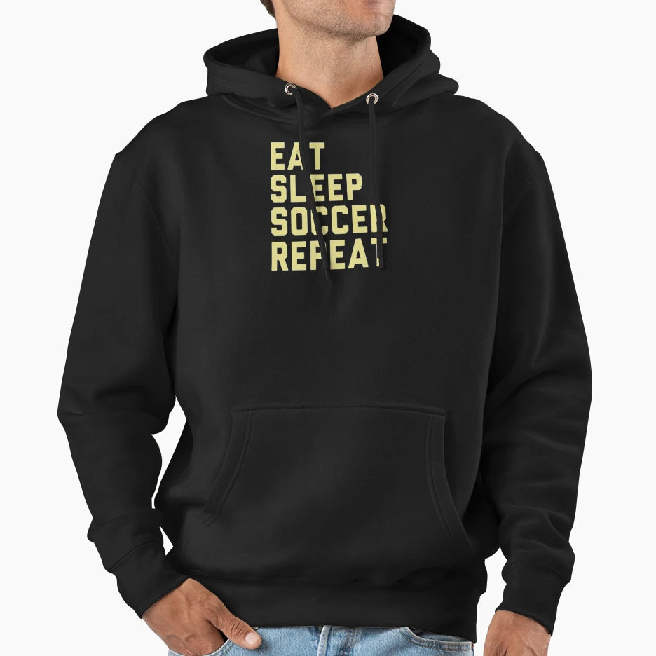 Eat Sleep Soccer Repeat Soccer Player Hoodie - Minimalist Print Men Women - T-Shirt, Sweatshirt, Hoodie
