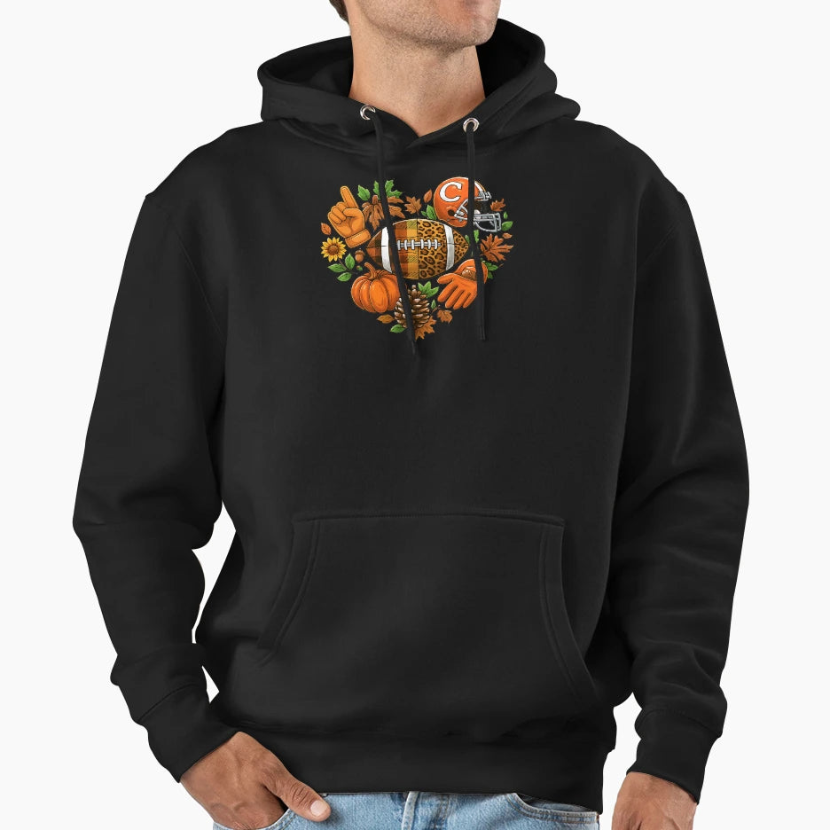 Football Fall Floral Game Day Hoodie - Fun Novelty Design Unisex - T-Shirt, Sweatshirt, Hoodie