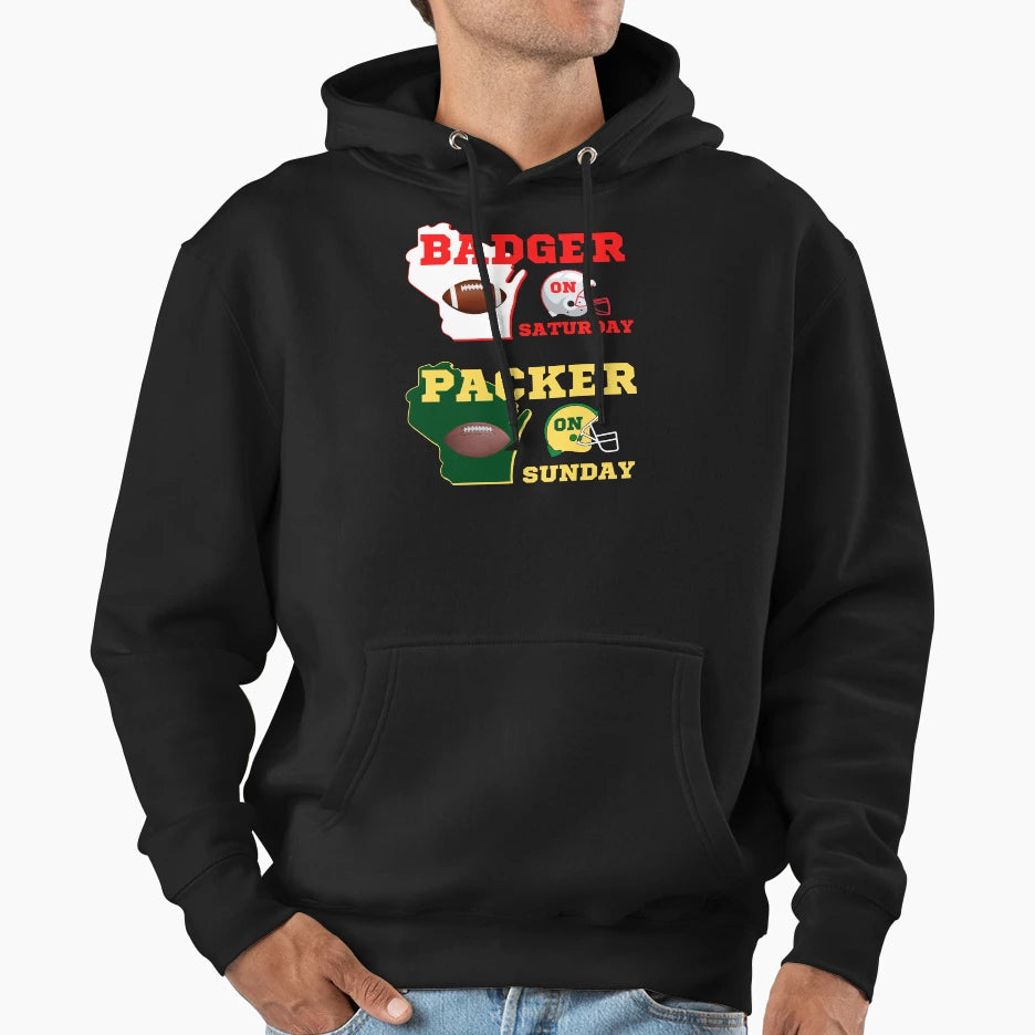 Badger Saturday Packer Sunday Hoodie - Custom Art Print Unisex - T-Shirt, Sweatshirt, Hoodie