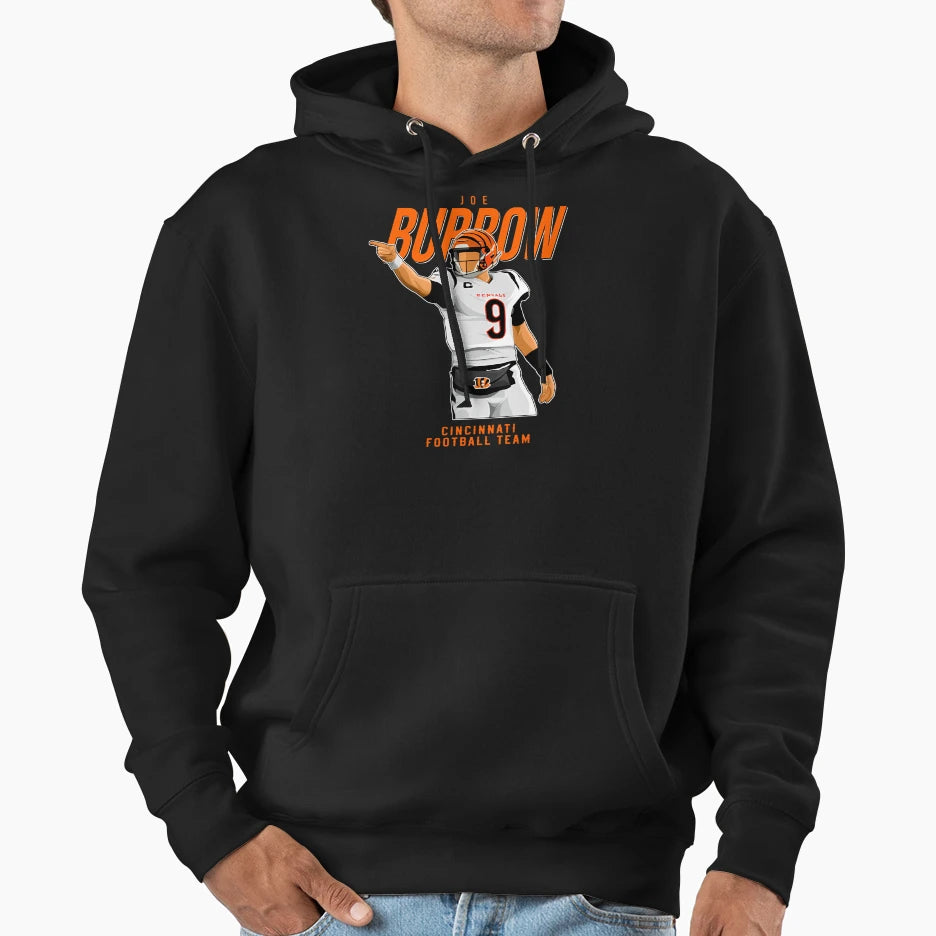 JB 9 Cincinnati Football Team Hoodie - Novelty Apparel for Adults - T-Shirt, Sweatshirt, Hoodie