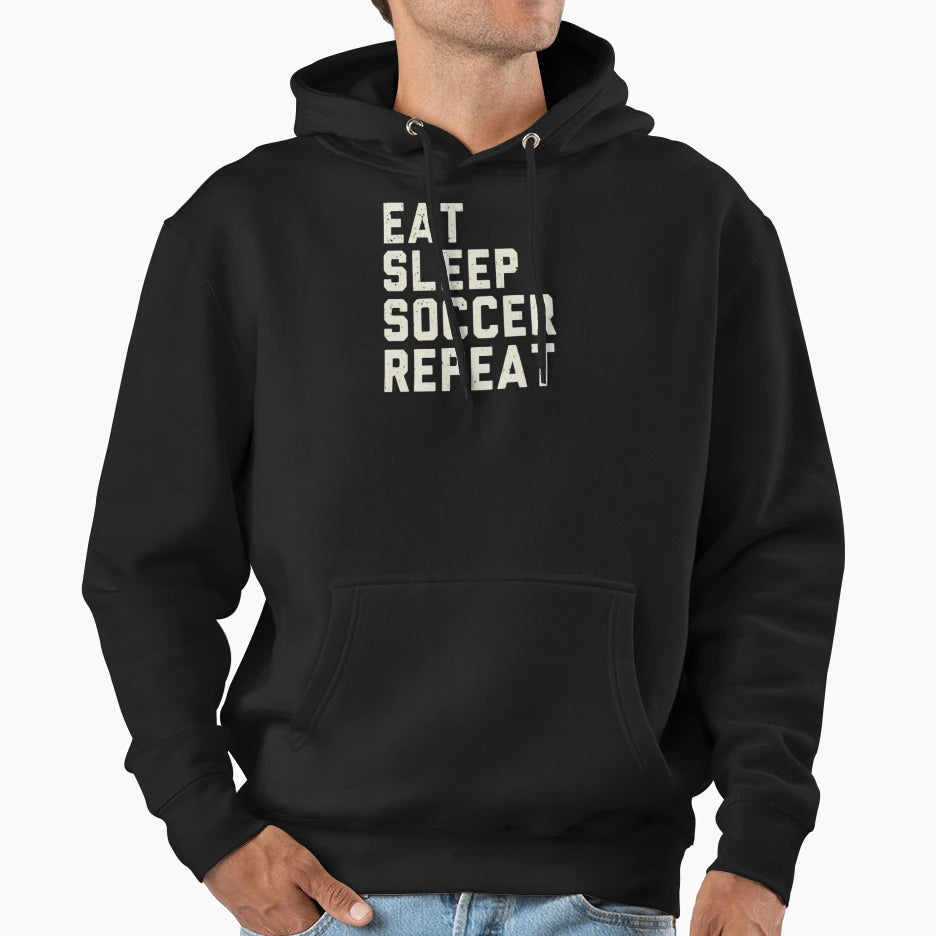 Eat Sleep Soccer Repeat Soccer Player Gift Hoodie - Unique Graphic Unisex - T-Shirt, Sweatshirt, Hoodie