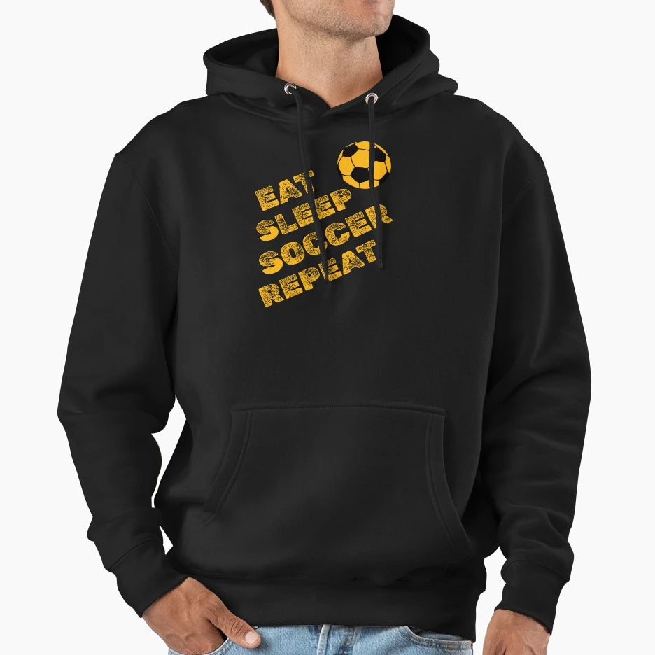 Eat Sleep Soccer Repeat Hoodie - Graphic Print Unisex - T-Shirt, Sweatshirt, Hoodie