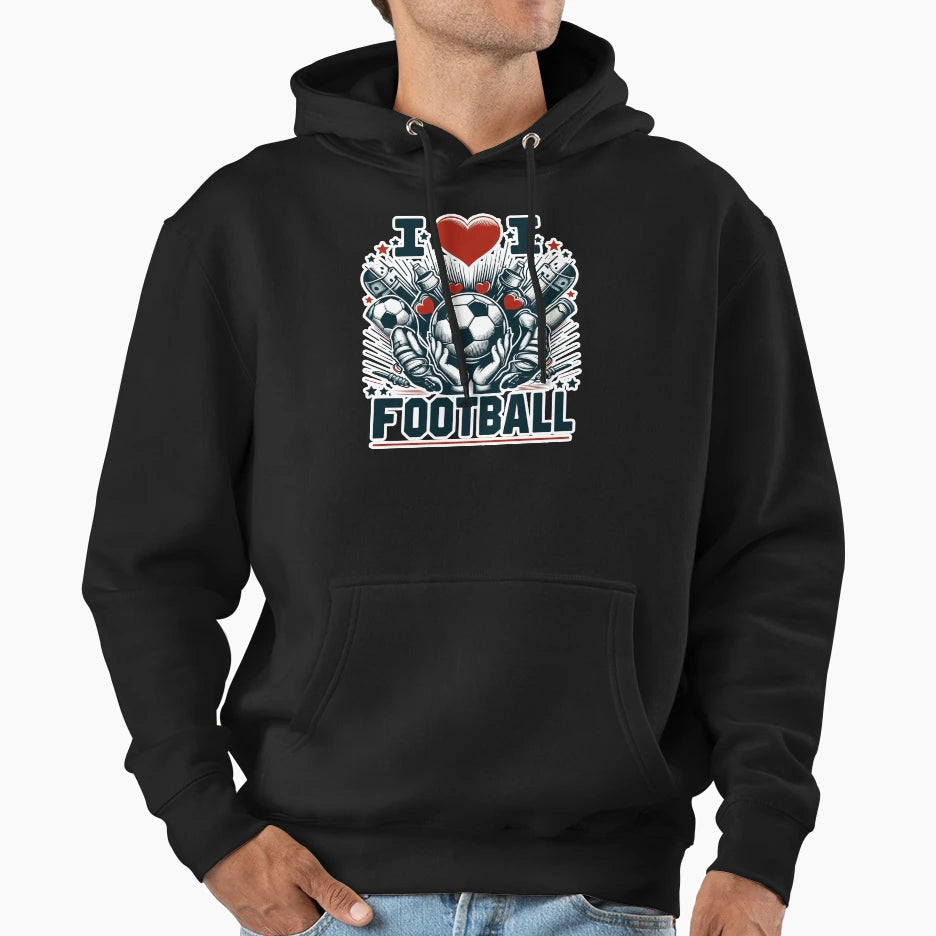 I Love Football Hoodie - Minimalist Print Unisex - T-Shirt, Sweatshirt, Hoodie