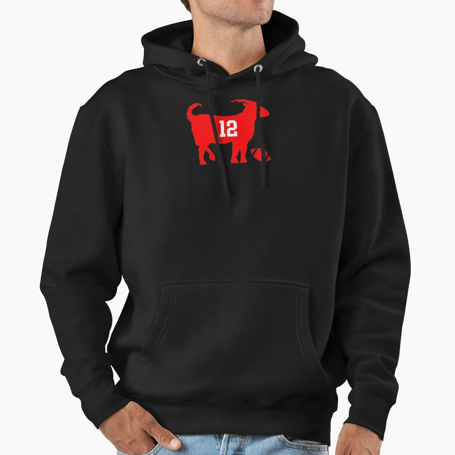 Goat 12 Tampa Bay Football Hoodie - Trendy Graphic for Adults - T-Shirt, Sweatshirt, Hoodie