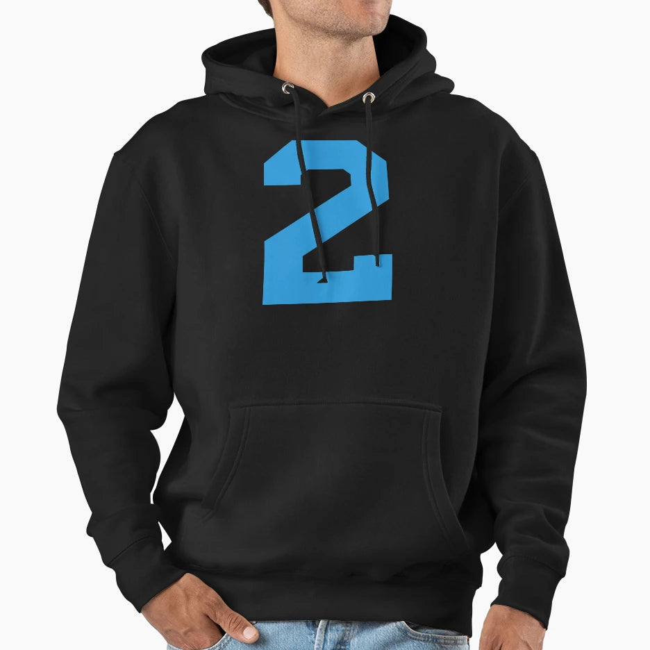 Number 2 Blue Two Sports Number 2 Hoodie - Minimalist Print for Adults - T-Shirt, Sweatshirt, Hoodie
