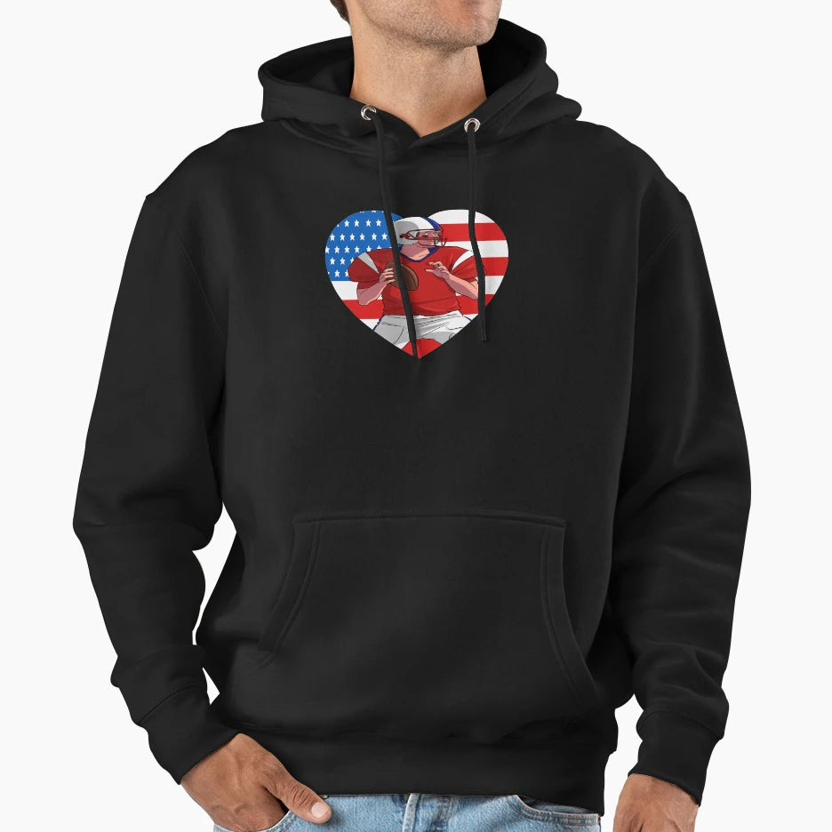 Quarterback American Football Hoodie - Casual Everyday Wear Men Women - T-Shirt, Sweatshirt, Hoodie
