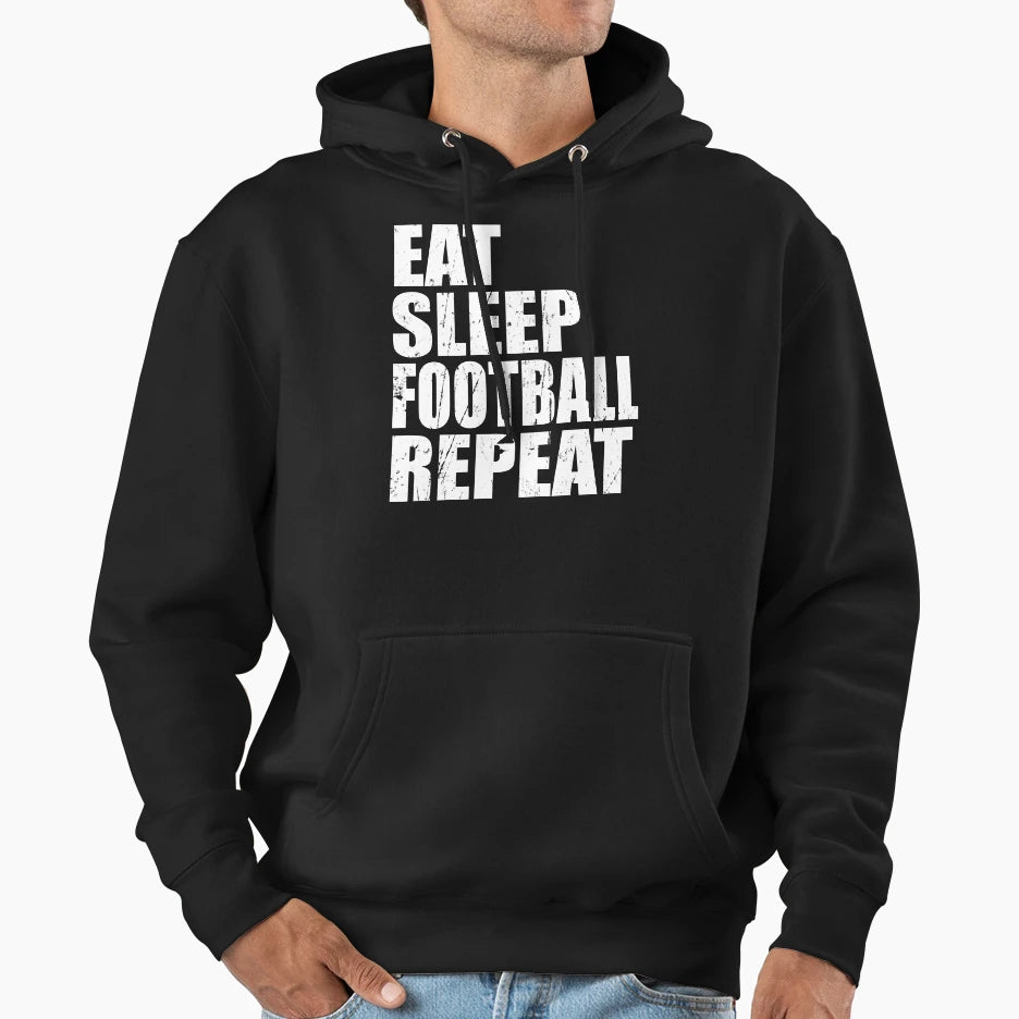 Eat Sleep Football Repeat Gift High T-Shirt - Graphic Print Men Women - T-Shirt, Sweatshirt, Hoodie