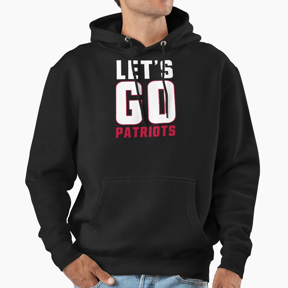 New England Football Fans Go Patriots Hoodie - Minimalist Print for Adults - T-Shirt, Sweatshirt, Hoodie