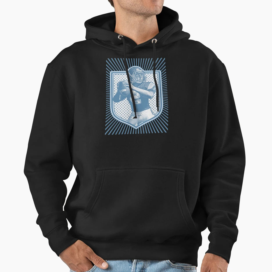 Quarterback Passing Football Blue Hoodie - Casual Everyday Wear for Adults - T-Shirt, Sweatshirt, Hoodie