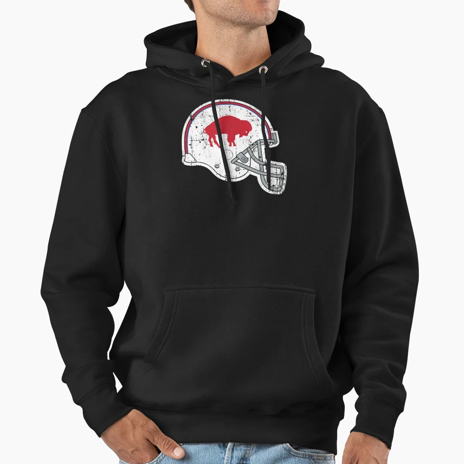Distressed Bills Helmet Hoodie - Graphic Print Unisex - T-Shirt, Sweatshirt, Hoodie