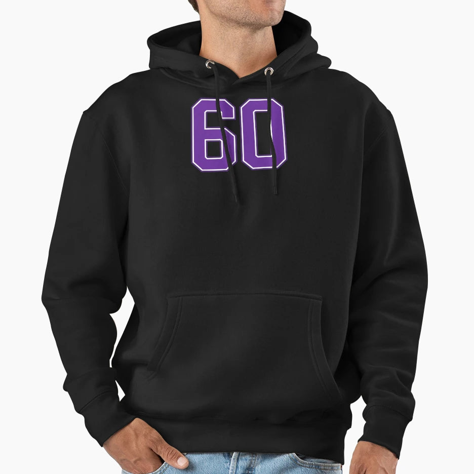 Purple Number 60 Lucky Sports Hoodie - Casual Everyday Wear for Adults - T-Shirt, Sweatshirt, Hoodie