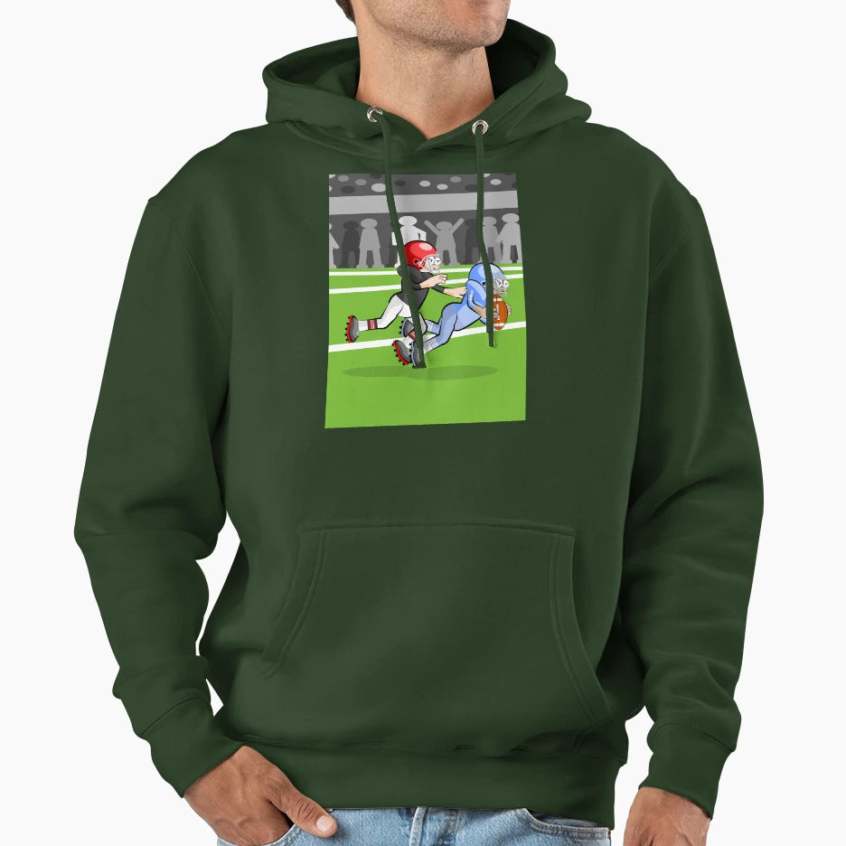 Soccer Player Escapes To Blockade Hoodie - Graphic Print Men Women - T-Shirt, Sweatshirt, Hoodie