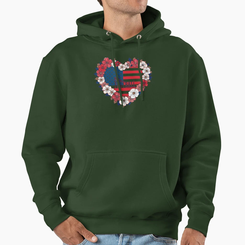Copy Usa Football Heart Hoodie - Novelty Apparel for Adults - T-Shirt, Sweatshirt, Hoodie