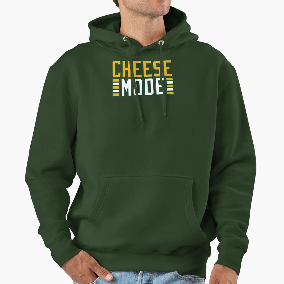 Green Bay Packers Cheese Mode Hoodie - Fun Novelty Design for Adults - T-Shirt, Sweatshirt, Hoodie