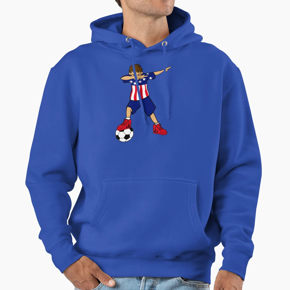 Dabbing Soccer Artwork American Usa Hoodie - Fun Novelty Design Unisex - T-Shirt, Sweatshirt, Hoodie