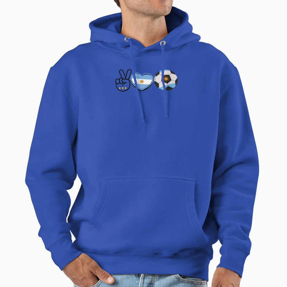 Peace Love Argentina Soccer Hoodie - Graphic Print Unisex - T-Shirt, Sweatshirt, Hoodie